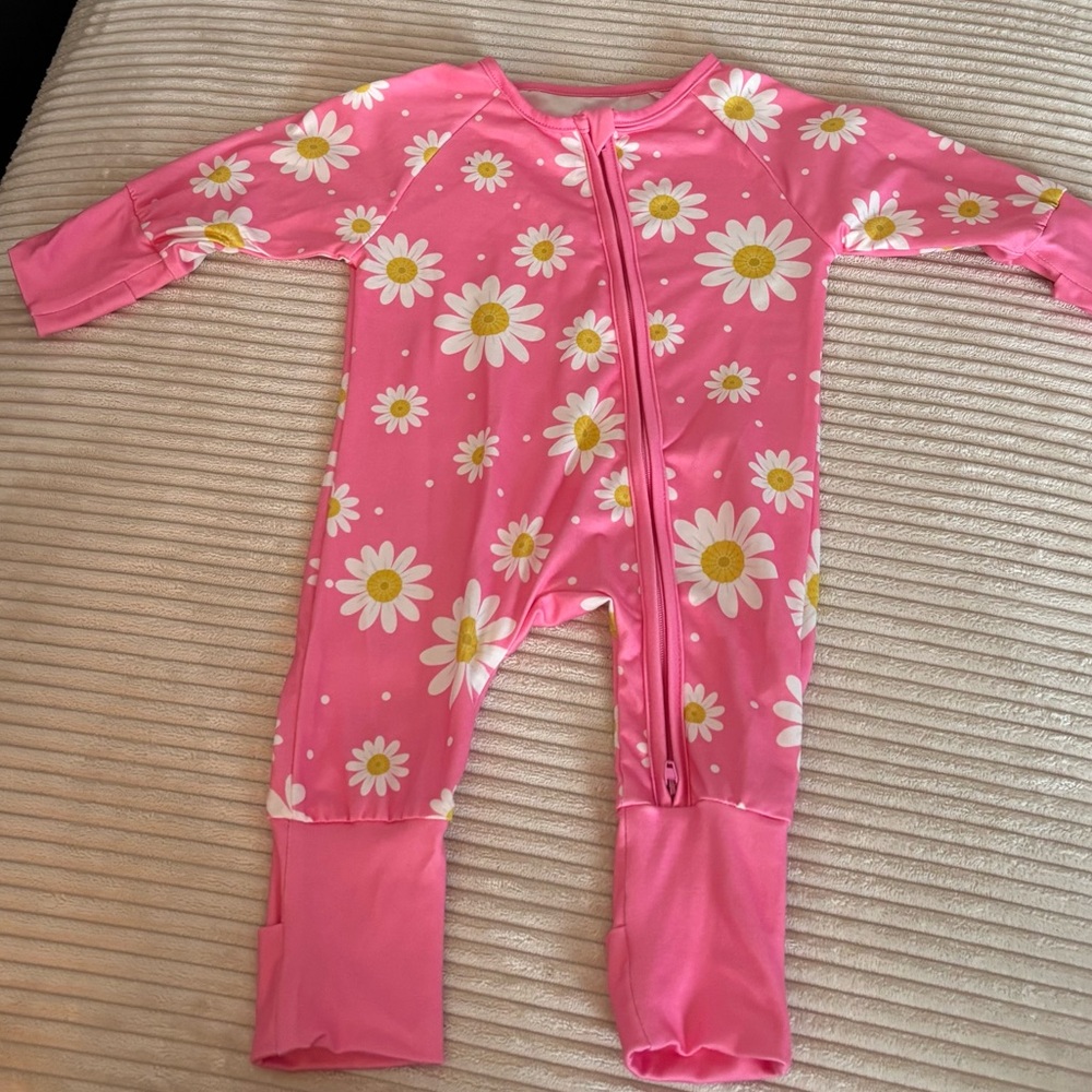 Kids Pink Daisy One-Piece Romper